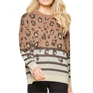 Cheetah Stripe Sweater- L